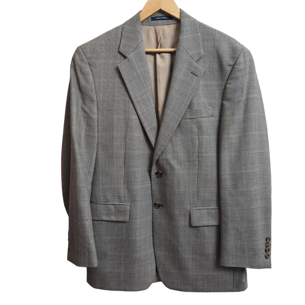 Chaps Ralph Lauren Mens Preppy Classic Wool Blazer Houndstooth Sport Coat 42L